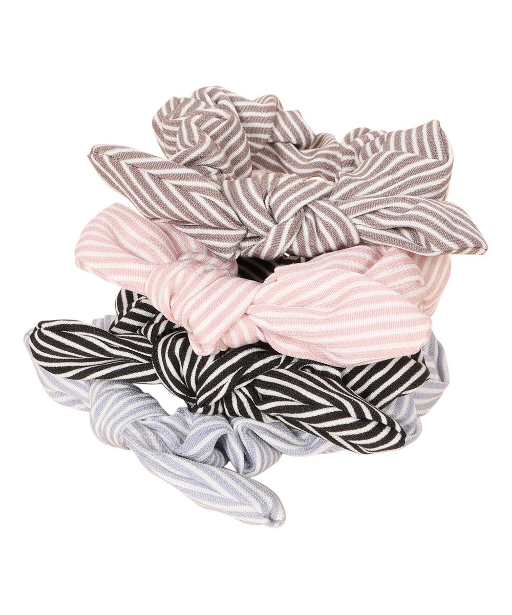 Avenue Zoe Women's Hair Ties ASST - Pink & Blue Stripe Knot-Top Scrunchie - Set of Four | Zulily
