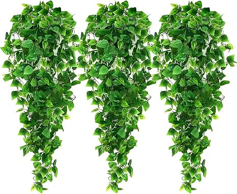 Ageomet 3pcs Artificial Hanging Plants, 3.6ft Fake Hanging Plant, Fake Ivy Vine for Wall House Ro... | Amazon (US)