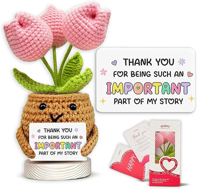 Gossby Handmade Positive Tulip Flower Crochet - Thank You for Being an Important Part- Thank You ... | Amazon (US)