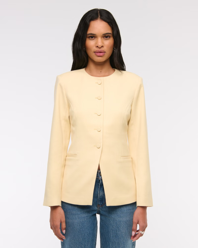 Collarless Suiting Blazer | Abercrombie & Fitch (US)