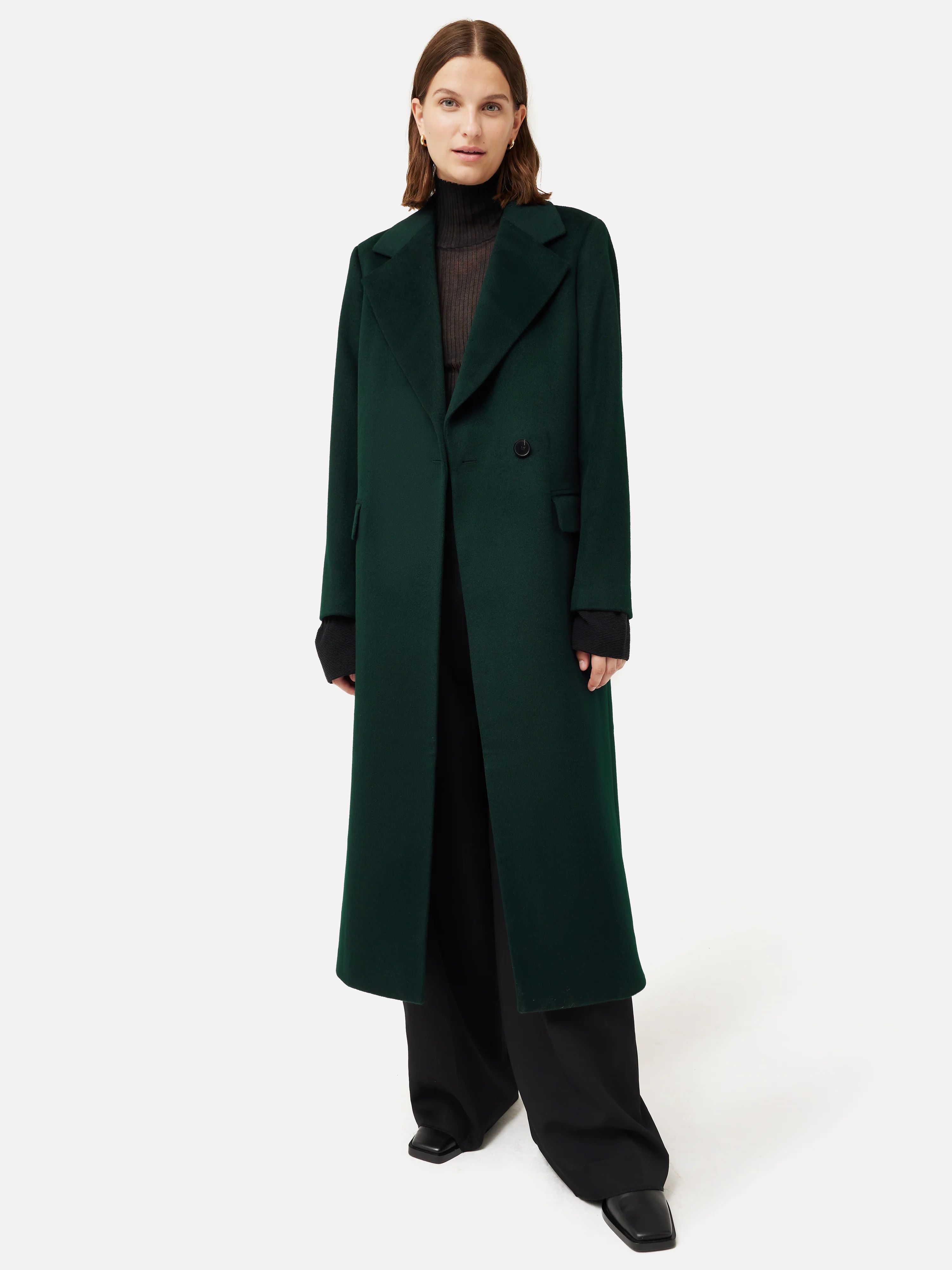 Wool Maxi City Coat | Green | Jigsaw (UK)