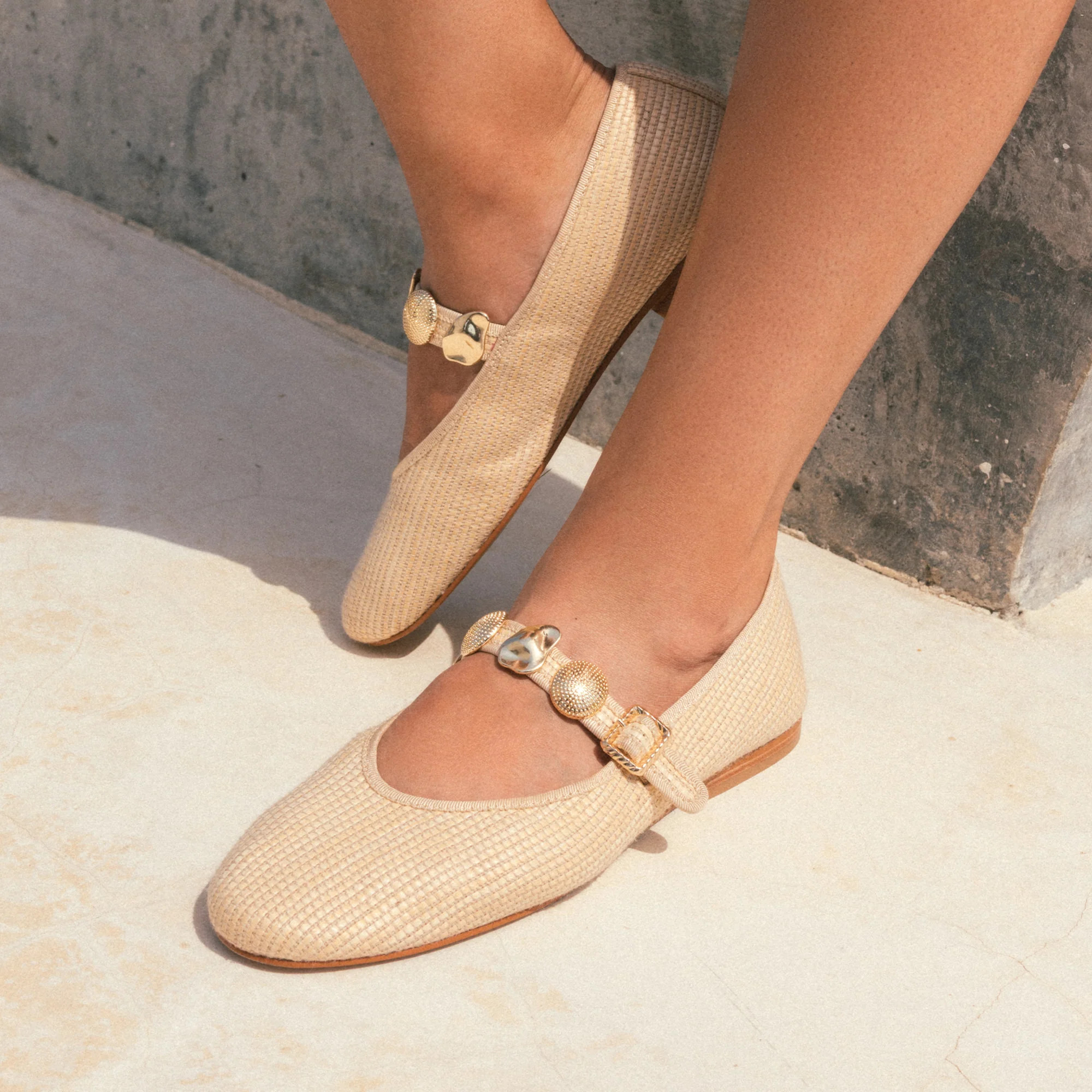 RELAN BALLET FLATS LT NATURAL RAFFIA | DolceVita.com