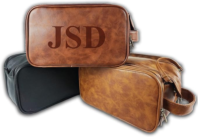 Glamativity Personalized Leather Toiletry Bag for Men, Large Travel Shaving Dopp Kit Water-resist... | Amazon (US)