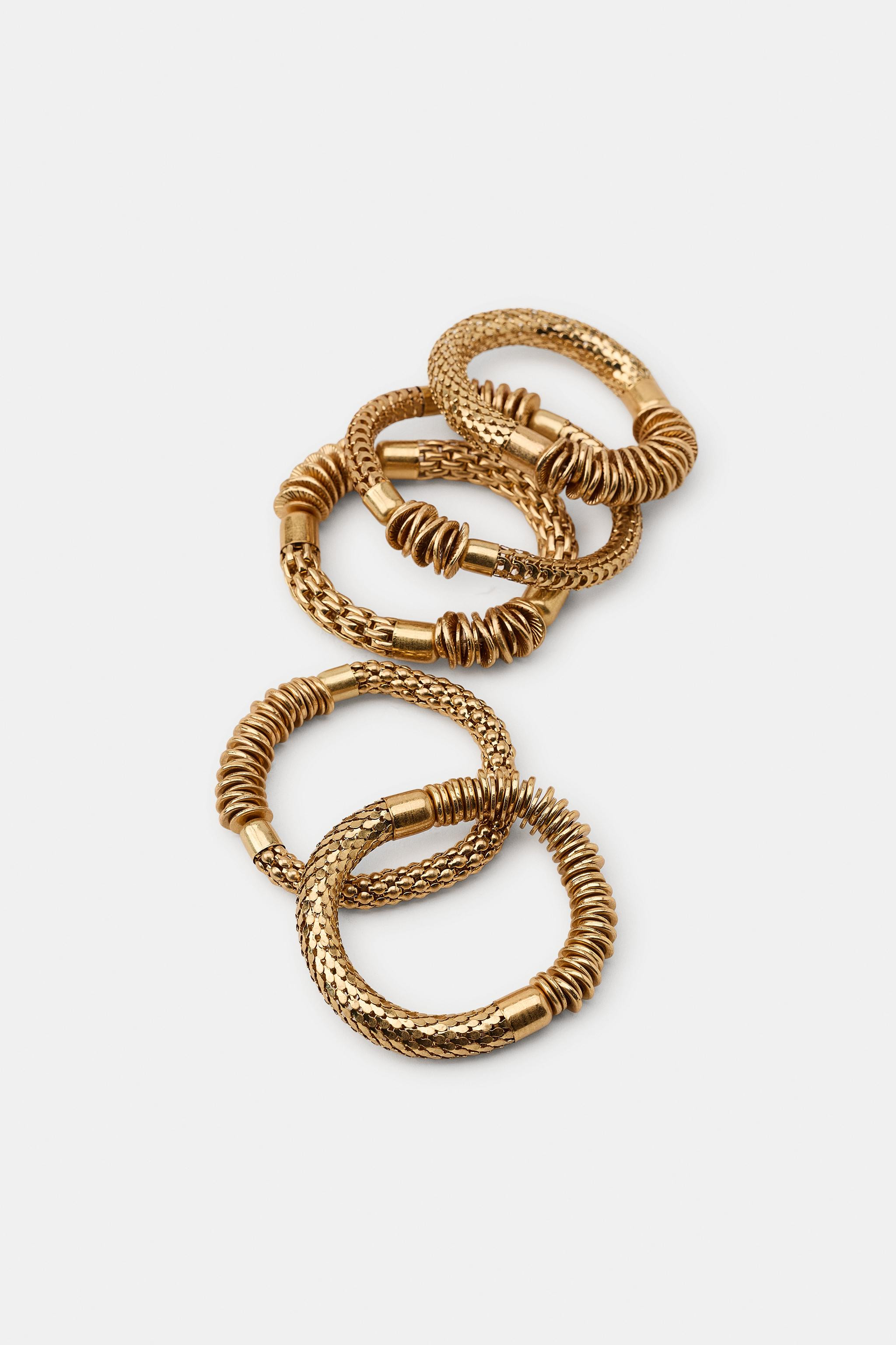 FIVE-PACK OF ELASTIC BRACELETS WITH METAL PIECES | Zara US
