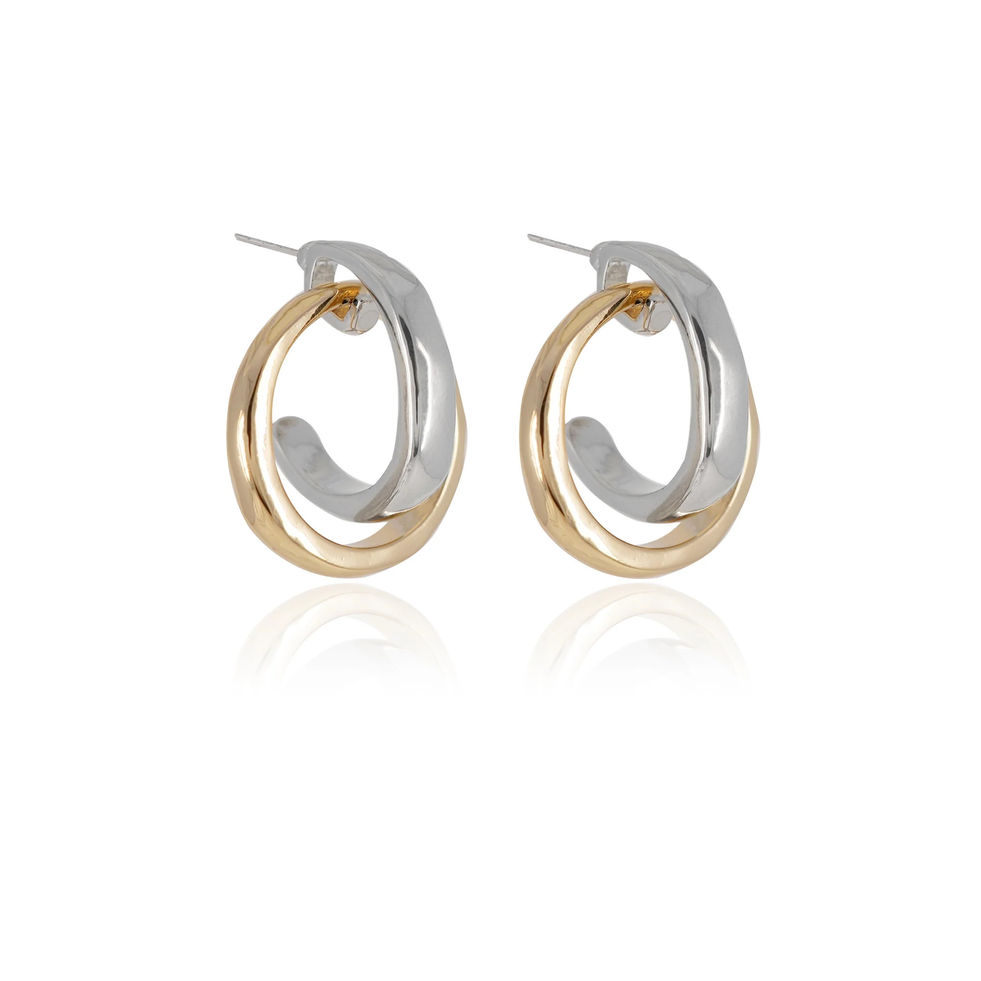 Time and Tru Women's Interlocked Metal Loop Earring In Two Tone Plated Color | Walmart (US)