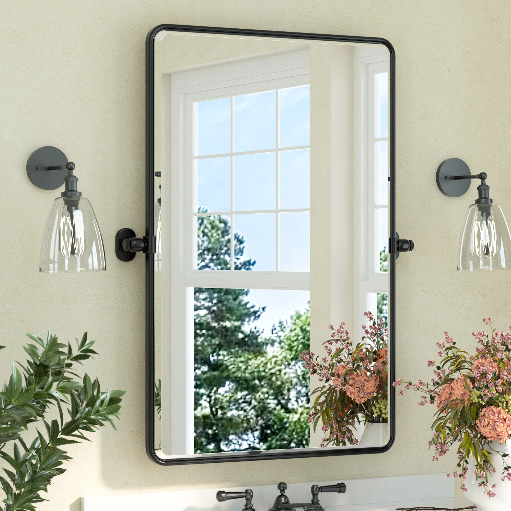 Bathroom Tilt Mirror with Aluminum Alloy Frame, Pivot Mirror, Adjustable Rotating Wall Mounted Va... | Wayfair North America