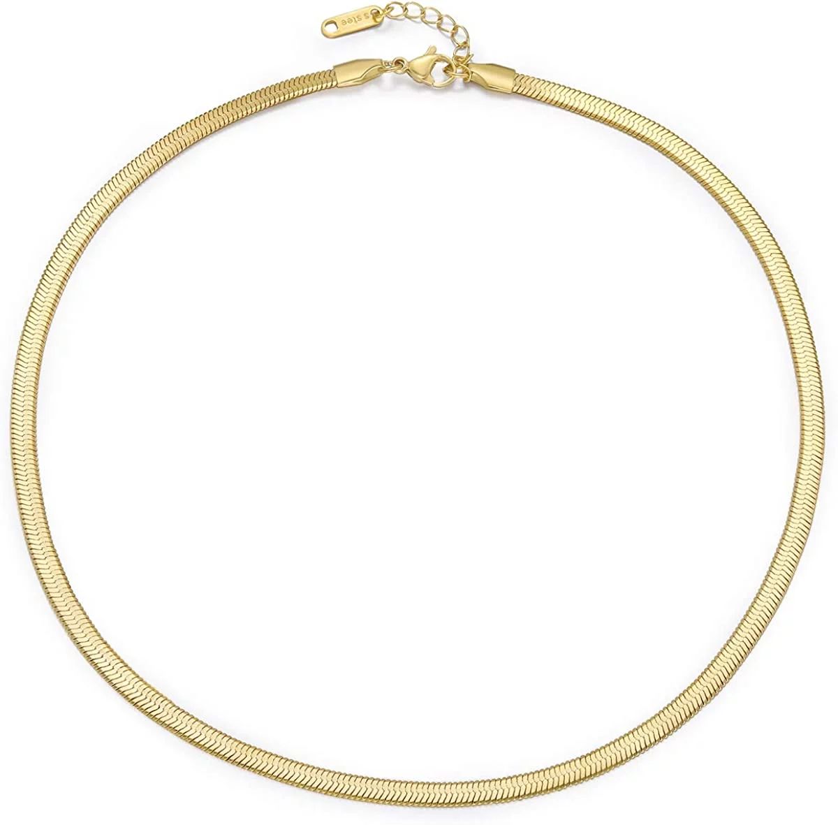 14K Gold Filled Herringbone Necklace for Women Flat Snake Chain Necklace 4MM Snake Bone Chain Cho... | Walmart (US)