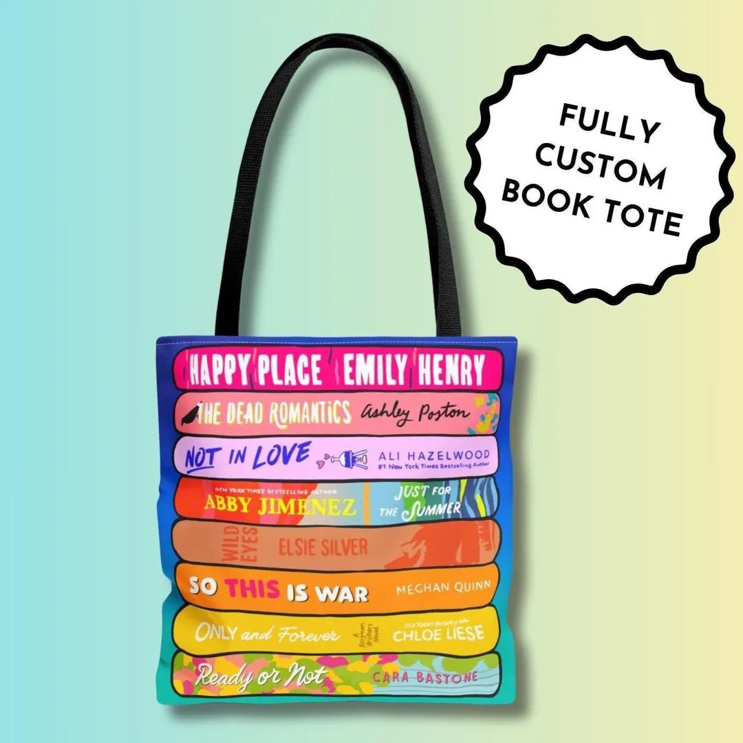 Custom Book Stack Tote Bag: Personalized Book Lover Gift - Etsy | Etsy (US)