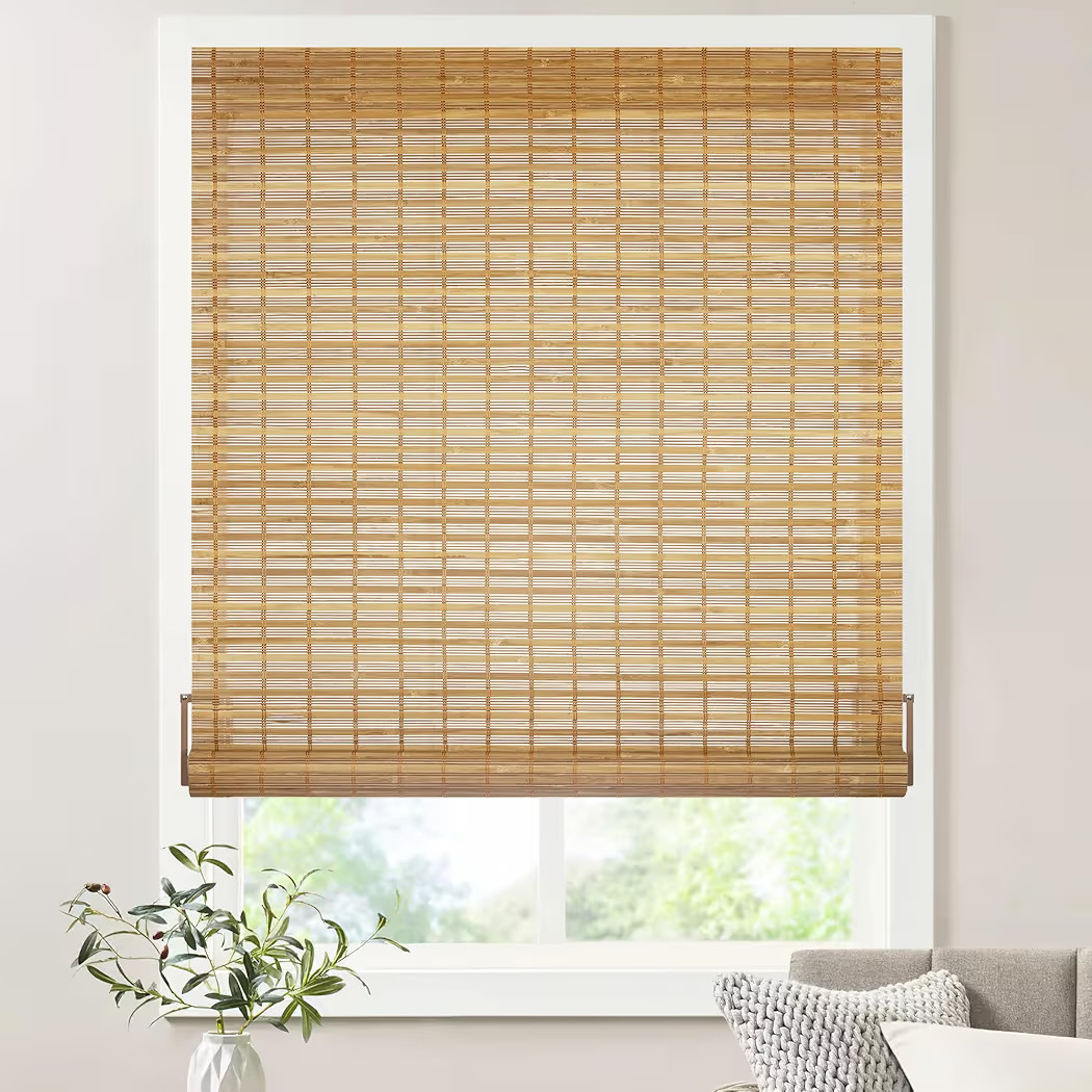 LazBlinds No Tools No Drill Bamboo Roller Shades, Cordless Bamboo Blinds, Light Filtering Roll Up... | Amazon (US)