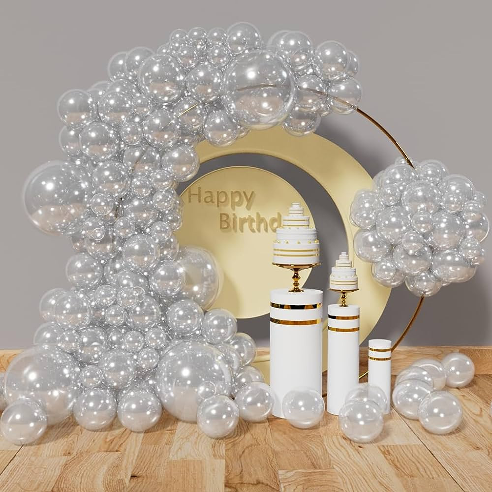 KAWKALSH Clear Balloons Garland Kit, 133Pcs Latex Balloons Arch Different Sizes Party Balloon for... | Amazon (US)