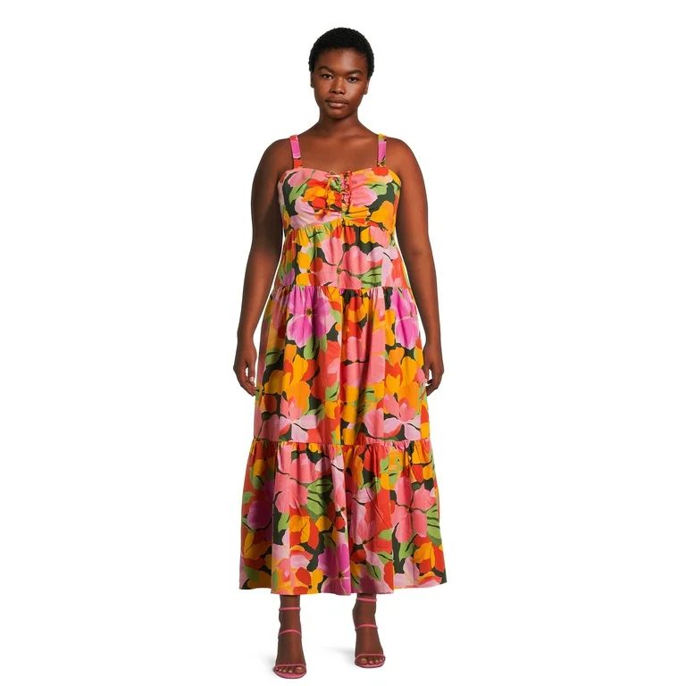 Terra & Sky Women's Plus Size Tie Bust Maxi Dress | Walmart (US)