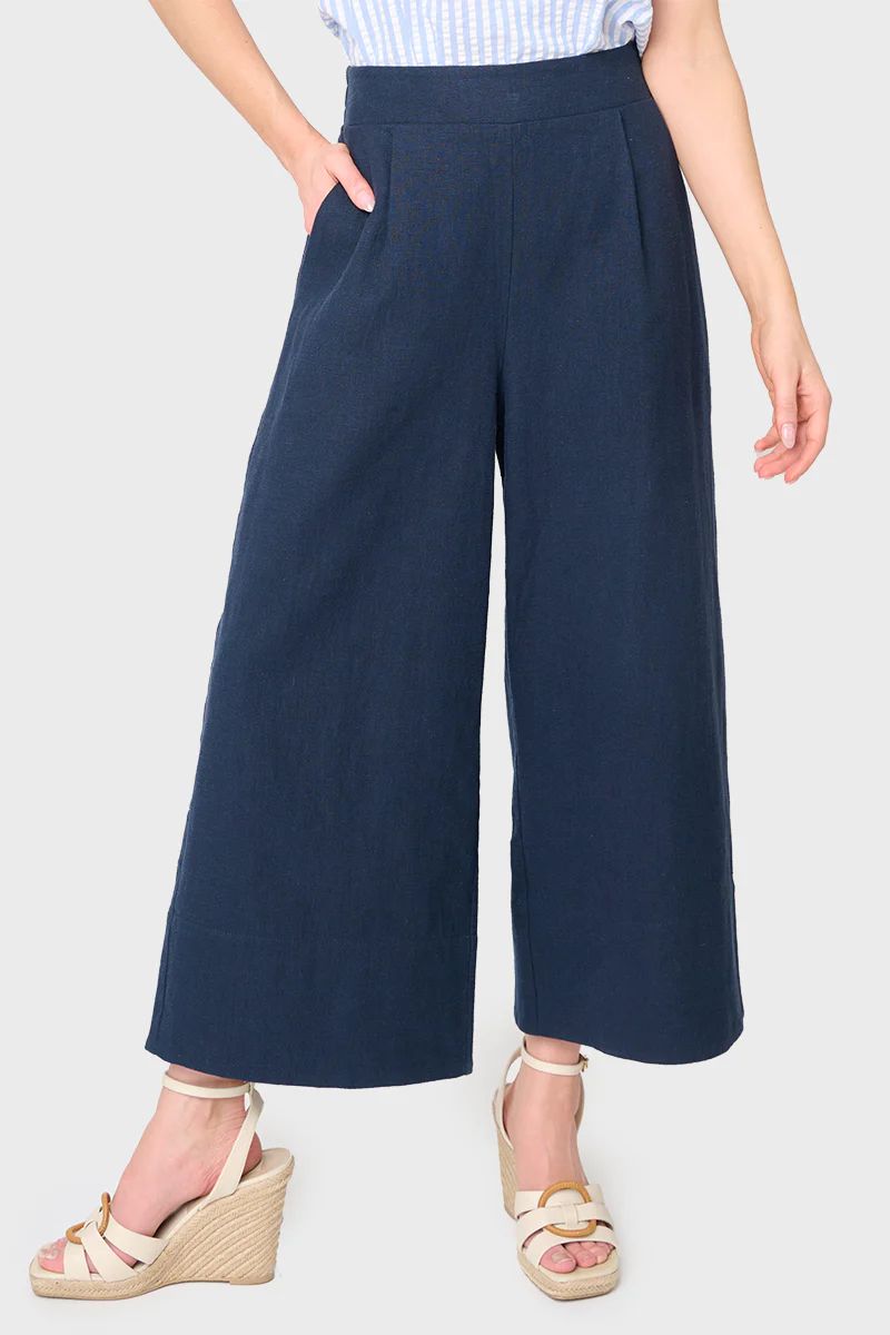 Wide Hem Cropped Linen Pant | Gibson
