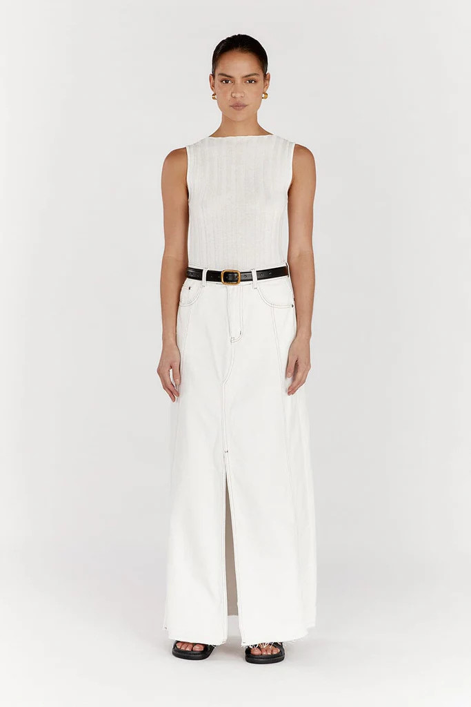 GOLDIE OFF WHITE BOAT NECK TANK | DISSH