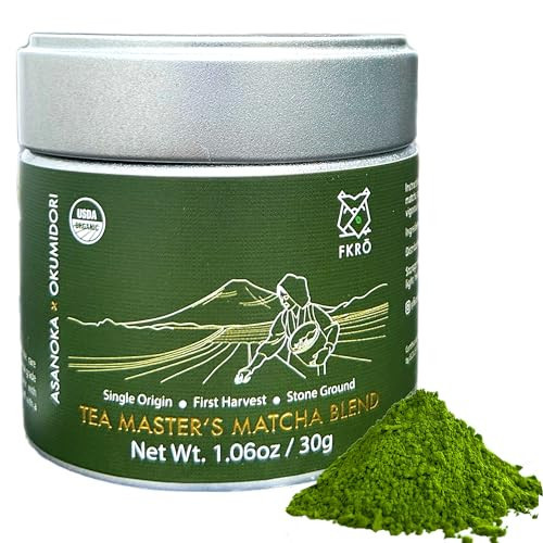 FKRO Organic Tea Master's Ceremonial Grade Japanese Matcha Green Tea Powder. 1st Harvest, Single Origin, Sugar-free. Flown in Fresh from Japan Every Month (30g/1.06oz) Tin | Amazon (US)