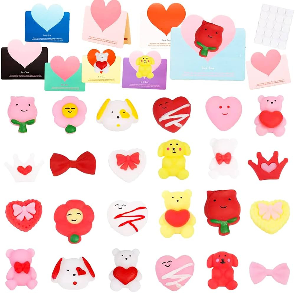 Estimable 24Pcs Valentines Day Mochi Squishy Toys Random, Valentines Cards for Kids Mini Squishy ... | Amazon (US)