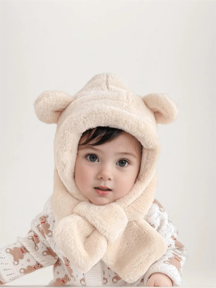 New1pc Baby Hat & Scarf Set, Thickened Fleece Ear Cover Winter Hat, Warm Windproof Children Two-P... | SHEIN