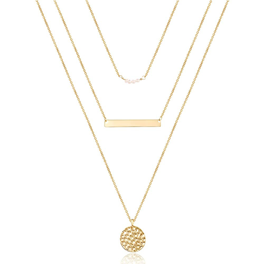 Turandoss Dainty Layered Choker Necklace, Handmade 14K Gold Plated Y Pendant Necklace Multilayer ... | Amazon (US)