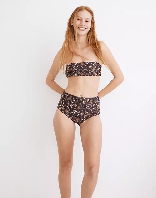 Madewell Second Wave Reversible Retro High-Waisted Bikini Bottom in Wildplains Floral | Madewell