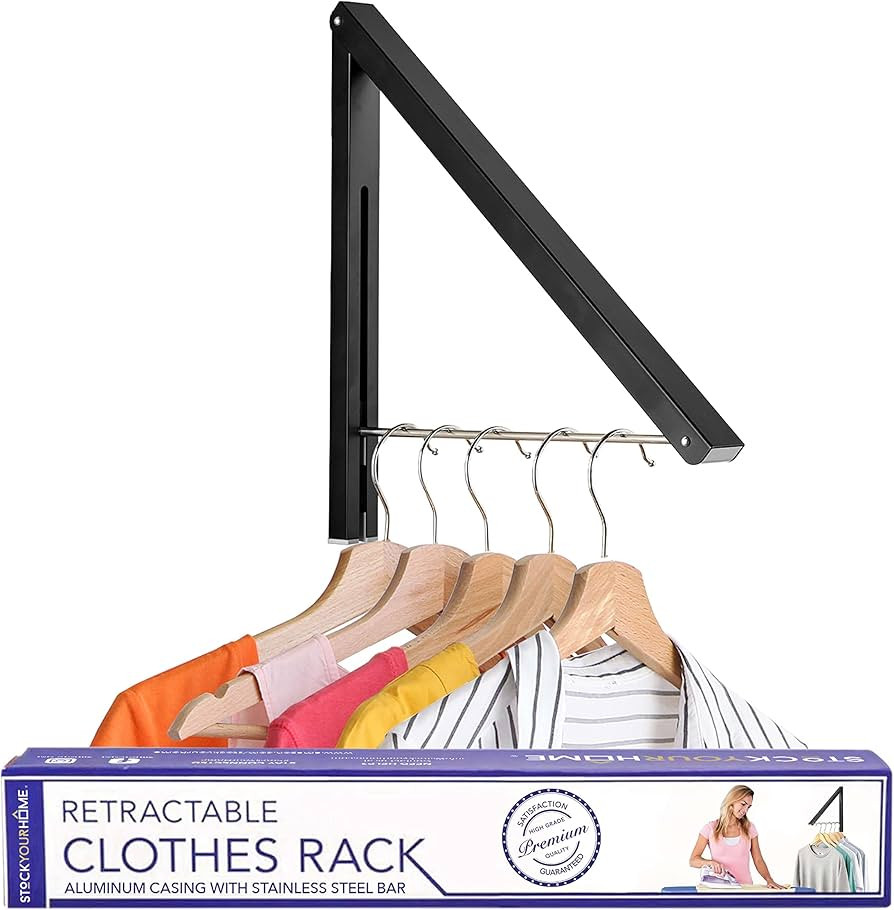 Stock Your Home Retractable Clothes Rack, Wall Mounted Laundry Drying Racks, Folding Wall Mount C... | Amazon (US)