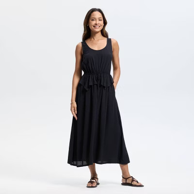 Women's Drawstring Waist A-Line Dress - Universal Thread™ Black L | Target