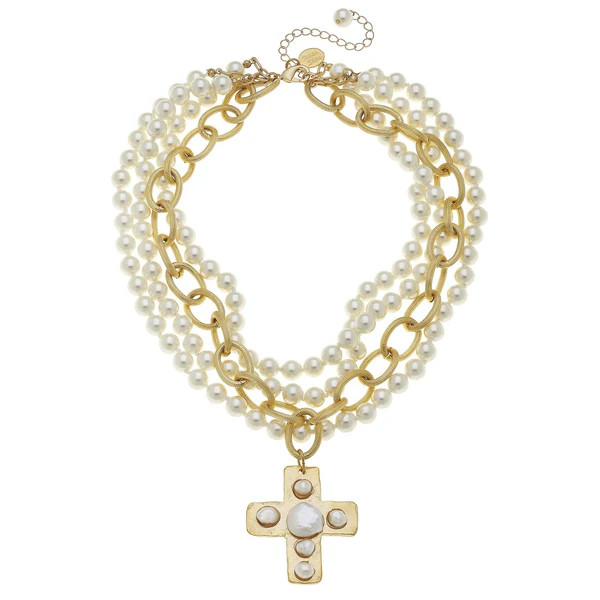 Pearl Cross Multi-Strand Necklace | Susan Shaw