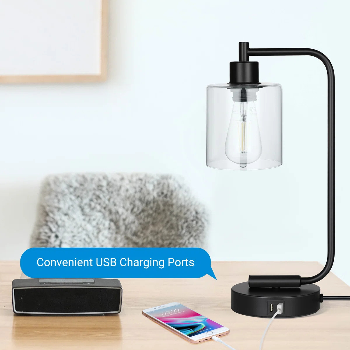 Cloutier 16.3" Dimmable Table Lamp With USB And Touch Control | Wayfair North America