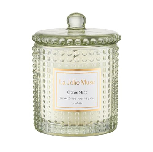 LA JOLIE MUSE Citrus Mint Candle, Candles for Home Scented, Luxury Eucalyptus Candles Gifts for Women & Men, Natural Soy Wax, 75 Hours 10 OZ | Amazon (US)