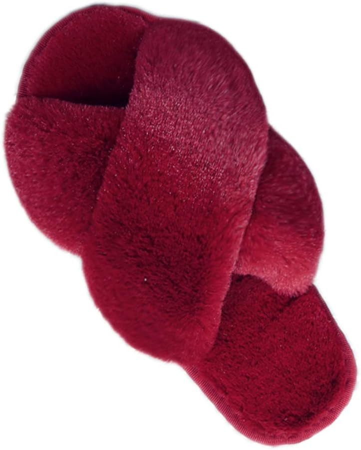 LZLER Women’s Cross Band Slippers, Soft Plush Fleece Lightweight Non Slip Open Toe Flip Flop Sh... | Amazon (US)