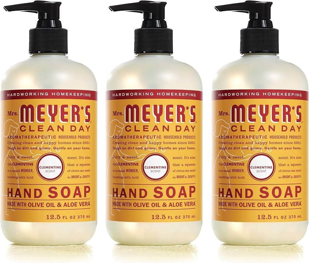 MRS. MEYER'S CLEAN DAY Hand Soap, Clementine, Made with Essential Oils, 12.5 oz - Pack of 3 | Amazon (US)