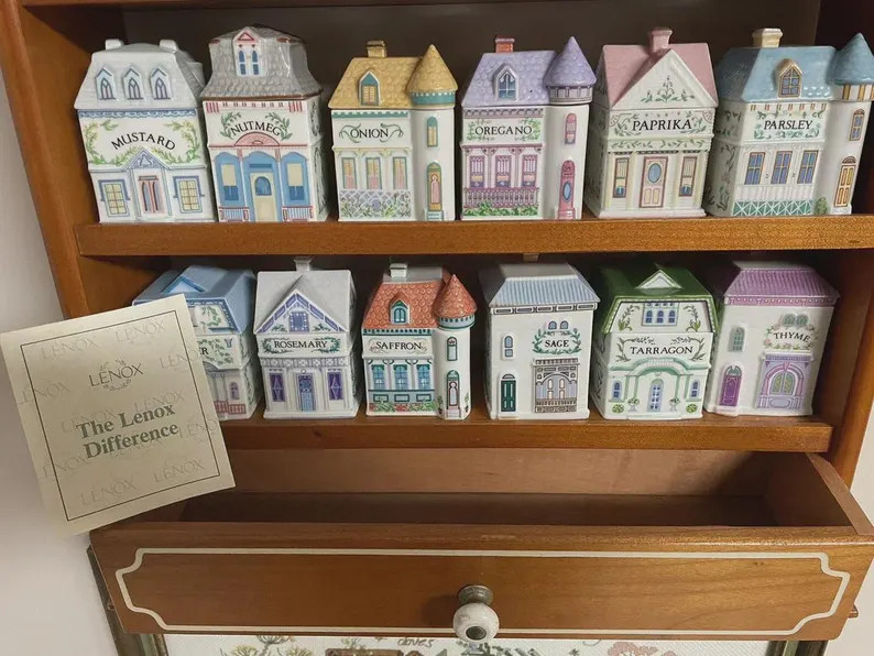 Vintage Porcelain Lenox Complete Spice Village & Rack,24 Spice Cottagesvgc, 1989 - Etsy | Etsy (US)