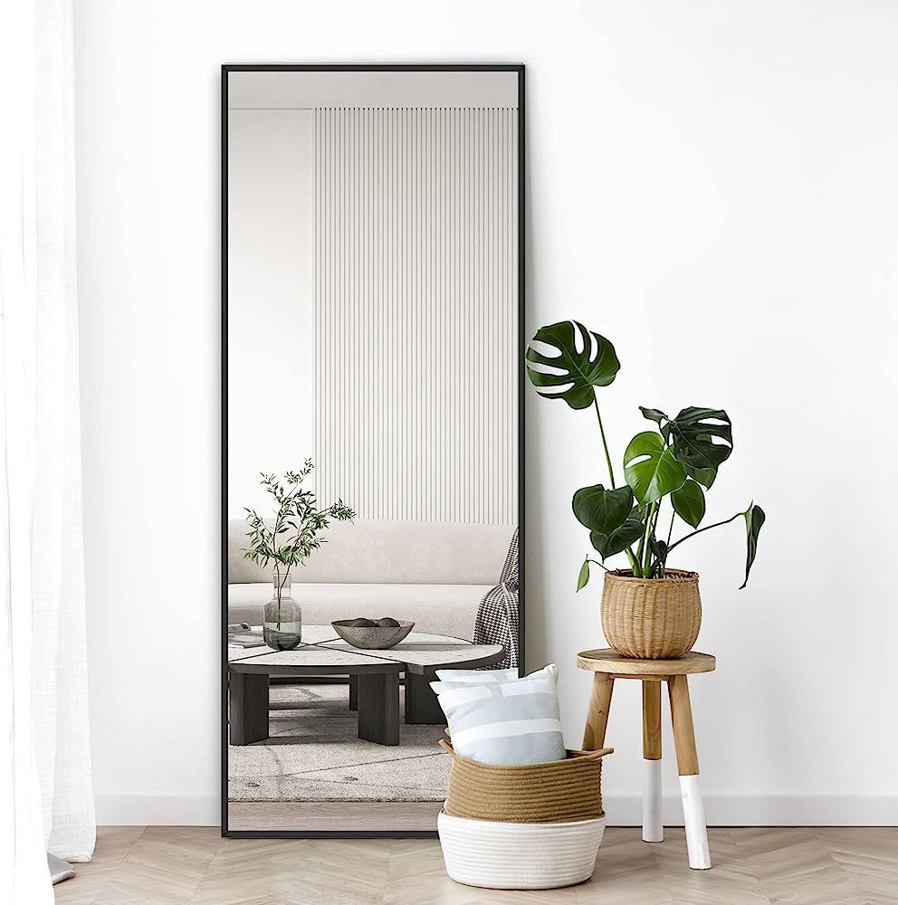 NeuType Full Length Mirror 64"x21" Full Body Mirror Floor Mirror Aluminum Alloy Thin Frame Wall M... | Amazon (US)