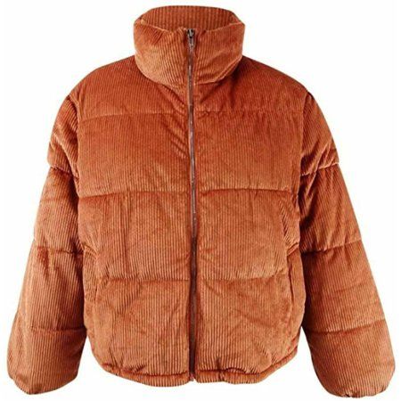 Collection B Juniors' Cropped Corduroy Puffer Coat Rust L | Walmart (US)