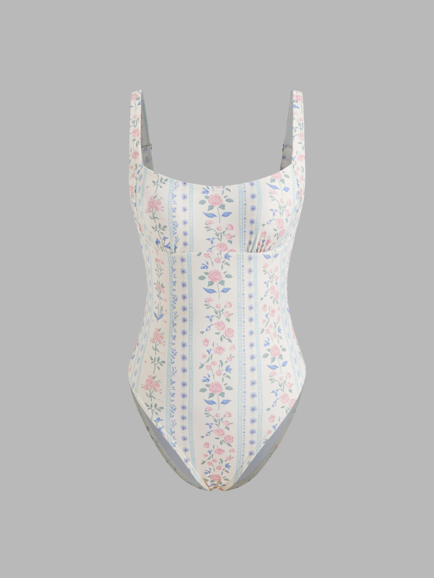 Knit Fabric Shaping U-neckline Floral One Piece Swimsuit For Vacation Swimming Pool | Cider