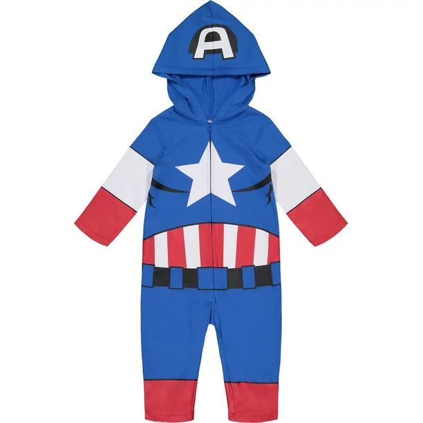 Marvel Avengers Captain America Baby Boys' Zip-Up Hooded Costume Coverall (12 Months) - Walmart.c... | Walmart (US)