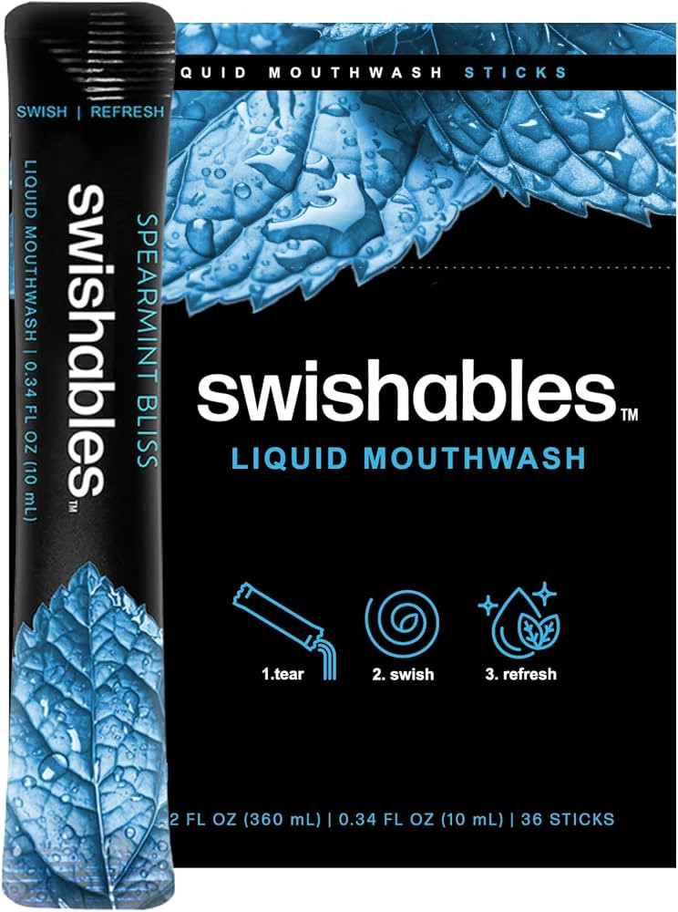 On-the-Go Travel Liquid Mouthwash Packets, Alcohol-Free, Dye-Free, Made with Sustainable Packagin... | Amazon (US)