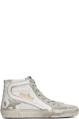 White & Gray Slide Sneakers | SSENSE