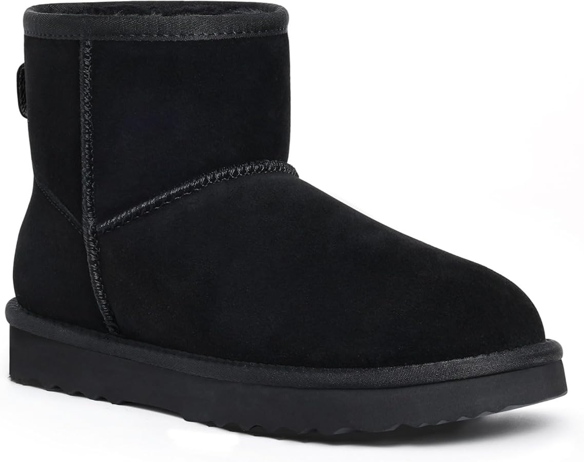 KIDMI Women's Classic Genuine Suede Mini Boots Fuzzy Snow Booties with Fur Lined | Amazon (US)