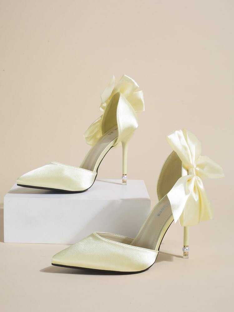 Bow Decor Stiletto Heeled Court Pumps | SHEIN