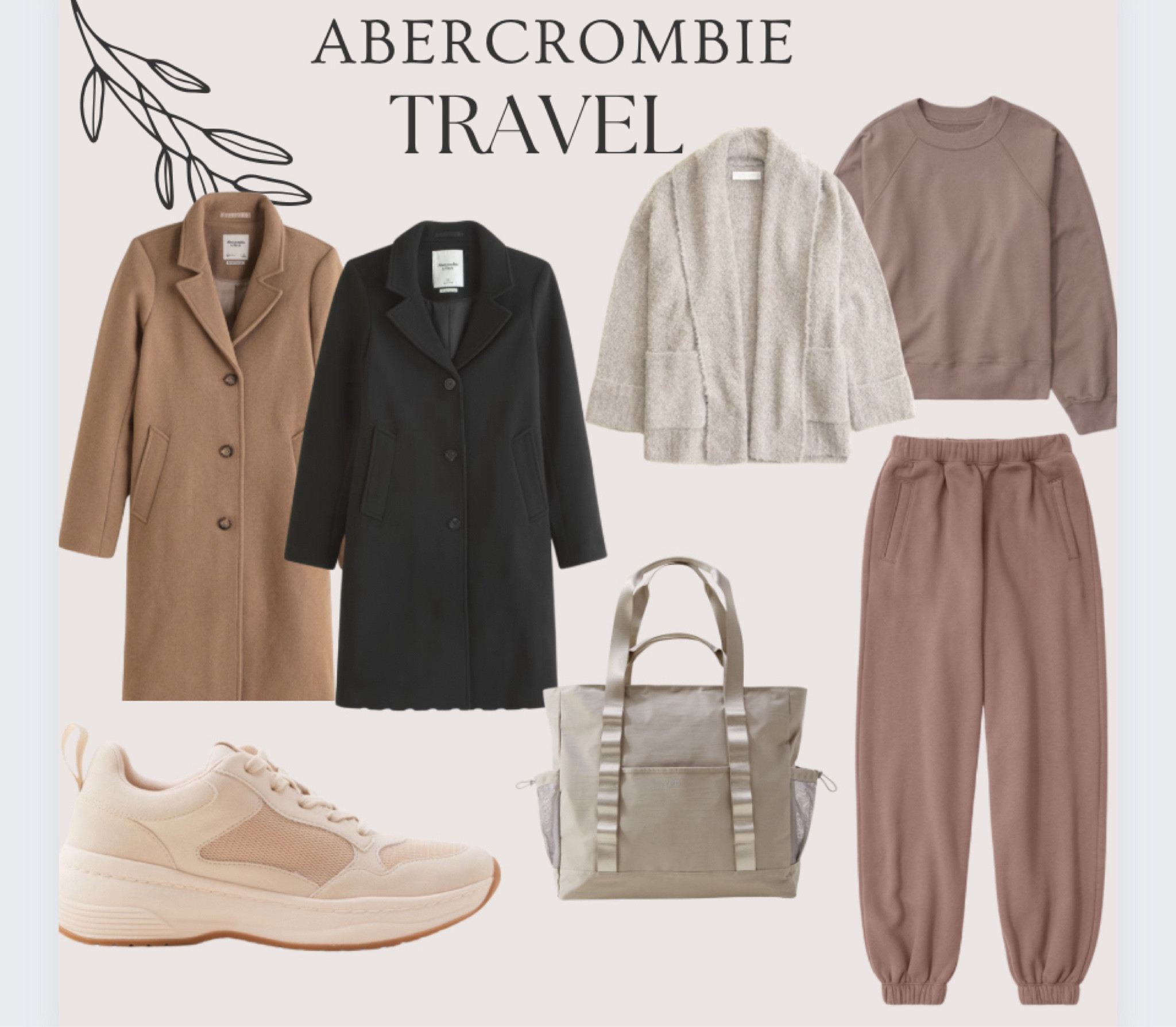 Abercrombie and Fitch sweats and sweatshirt with coats and sneakers with also a overnight bag.

#LTKGiftGuide #LTKHoliday #LTKtravel