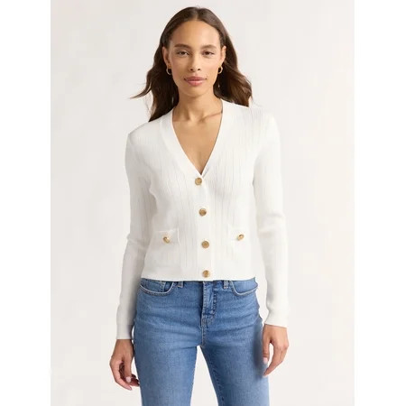 Sofia Jeans Women s and Women s Plus Ribbed Button Cardigan Lightweight Size XS-4X | Walmart (US)