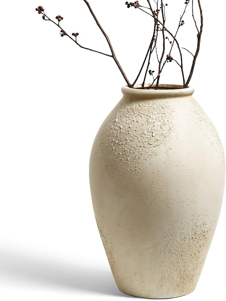 LE TAUCI Ceramic Flower Vase, 13.2 Inch Large Rustic Farmhouse Vase, Tall Floor Vase for Home Dec... | Amazon (US)