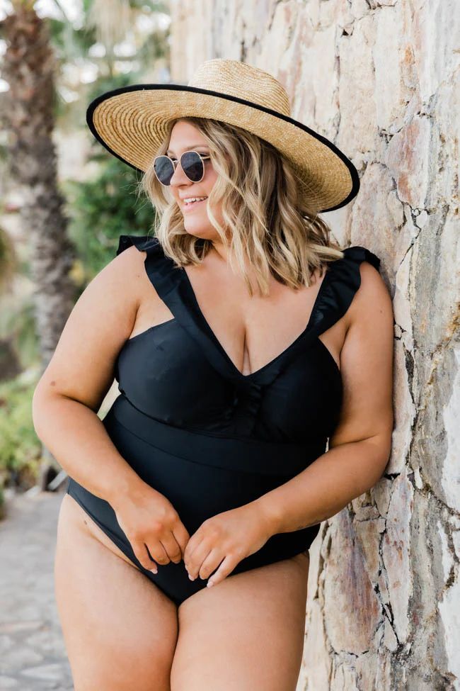 Bungalow Babe Ruffle Black One Piece Swimsuit | The Pink Lily Boutique