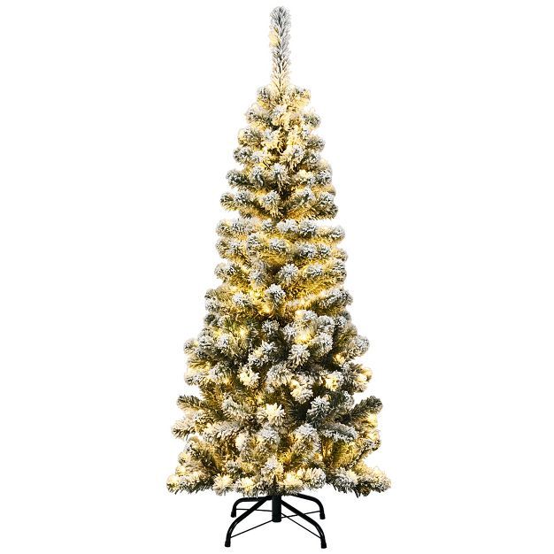 4.5Ft Pre-lit Snow Flocked Artificial Pencil Christmas Pine Tree w/150 LED Light | Target