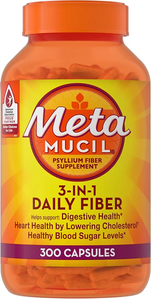 Metamucil 3-in-1 Fiber Capsules, Daily Psyllium Husk Fiber Supplement, Fiber Capsules for Digesti... | Amazon (US)