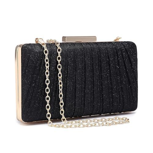 Black Clutch Purses for Women Formal,Sparkly Evening Bags Crossbody Bag for Wedding Party Prom(Style 6-Black) | Amazon (US)