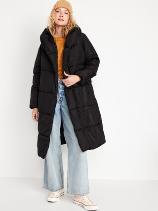 Water-Resistant Long Hooded Puffer Coat for Women | Old Navy (CA)