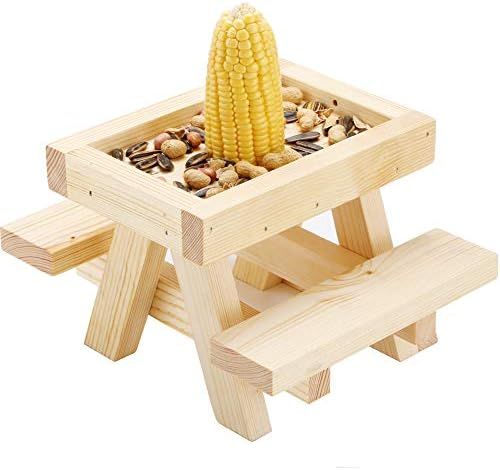 Squirrel Picnic Table Feeder - Corn Cob Picnic Table Food Holder, Raised Edge for Fruit Nuts and ... | Amazon (US)