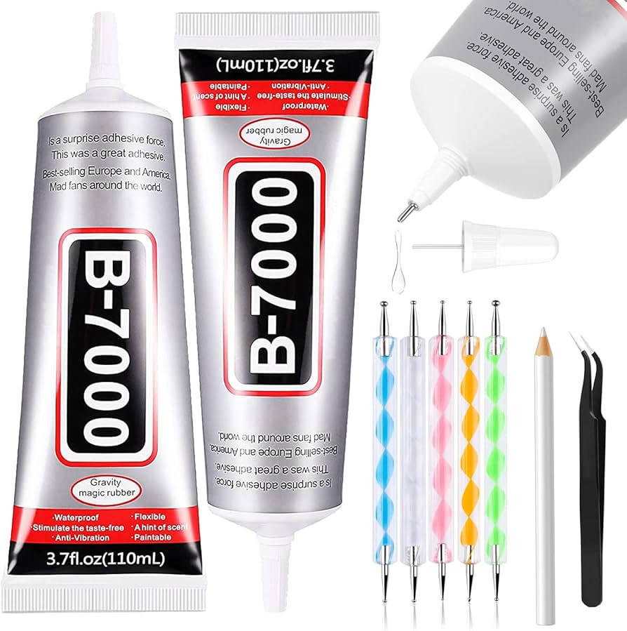 B7000 Adhesive Rhinestones Glue for Crafts, 2PCS 110ml / 3.7 fl oz with 5 Dotting Pen Tool, Wax P... | Amazon (US)