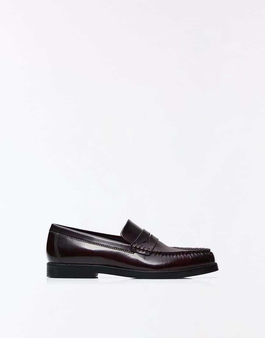 Bershka Gathered loafers in burgundy | ASOS (Global)