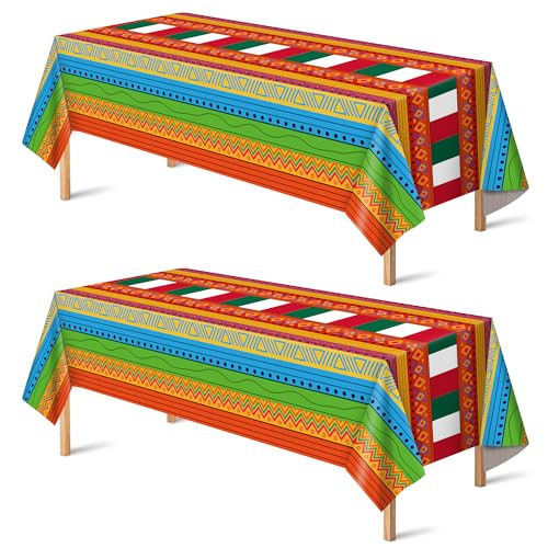 OHOME Cinco De Mayo Decorations - Fiesta Party Decorations - Fiesta Plastic Tablecloth for Taco - Mexican Theme Birthday Accessories Favors Decor,2 Pack | Amazon (US)
